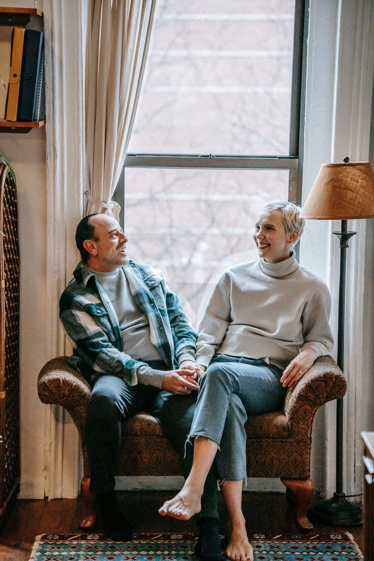 Couple sitting together on a park bench